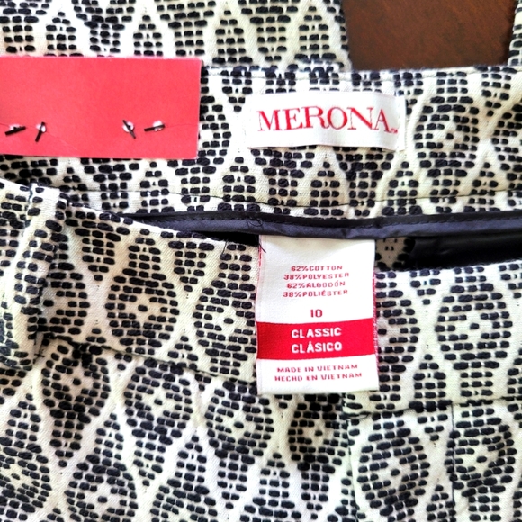Merona | NWT Classic Ankle Mid Rise Dress Pants w/Black Diamond Pattern - Picture 4 of 6